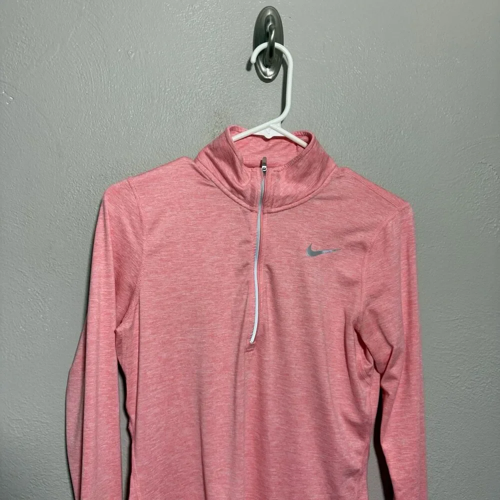 Nike Womens Sz S Dri-Fit Element Half Zip Running Top Peach Silver 904900-808